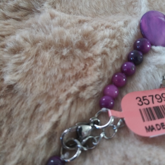 Purple Shell Necklace,Earrings & Bracelet Set NWT - Picture 3 of 12